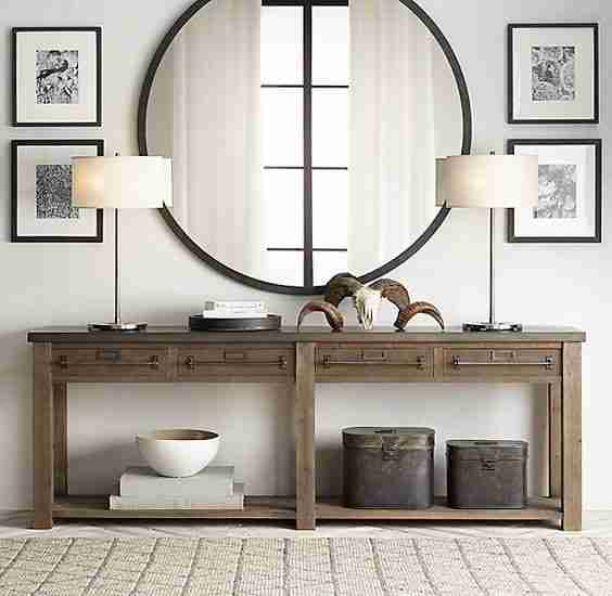 Entry way with round mirror
