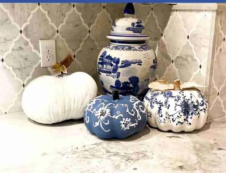 How To Paint Pumpkins With An Chinoiserie Design- Fall Decor