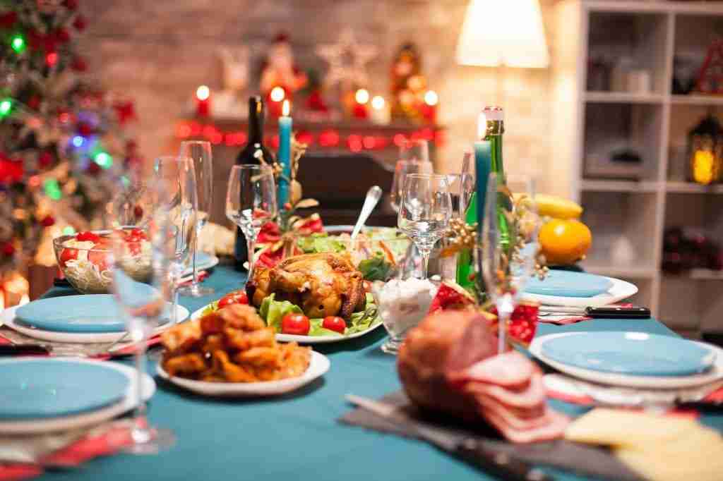 Christmas celebration with delicious food