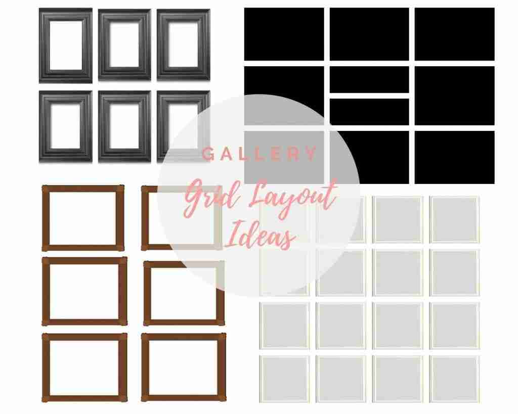 Photo gallery grid ideas on how to arrange a photo wall gallery on the wall. 