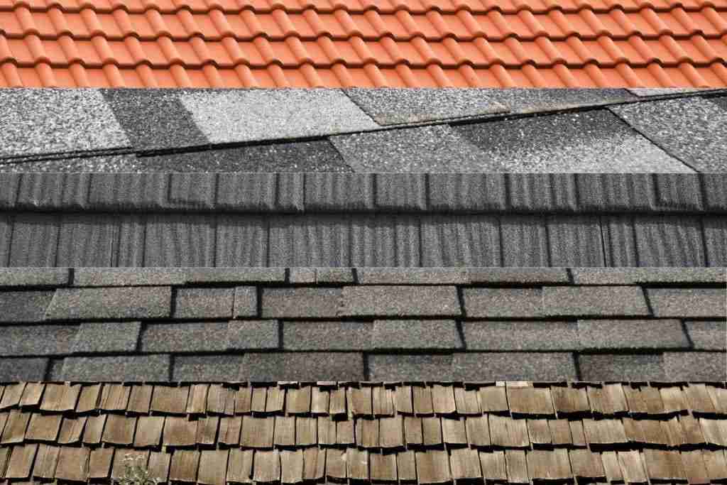 various roof types and colors