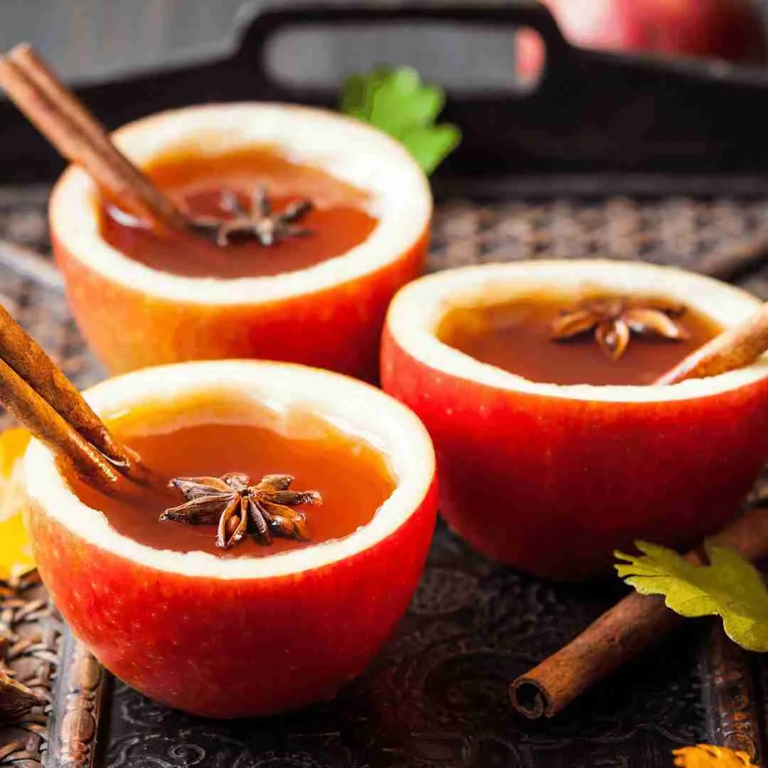 Hot Cider In Apple Cups