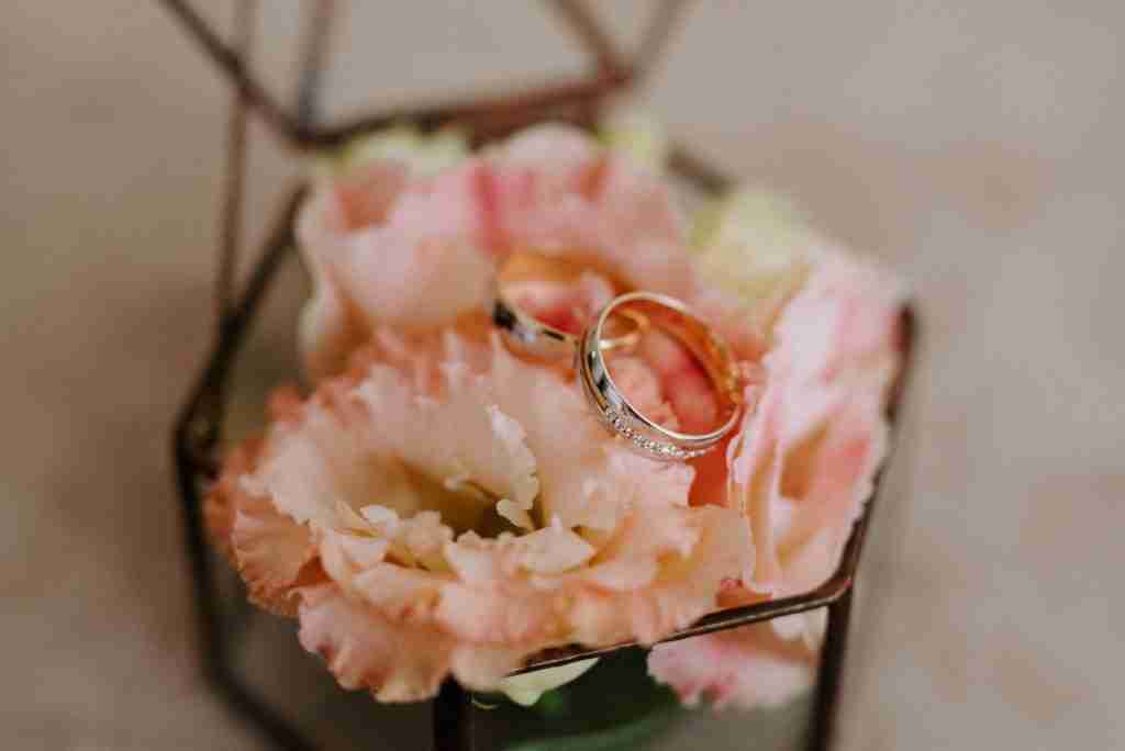 wedding rings with a wedding decor