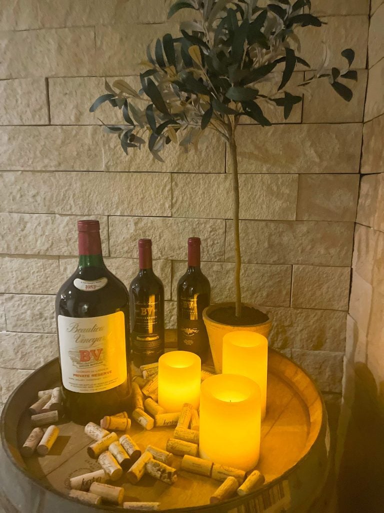 Wine Barrel with wine and candle