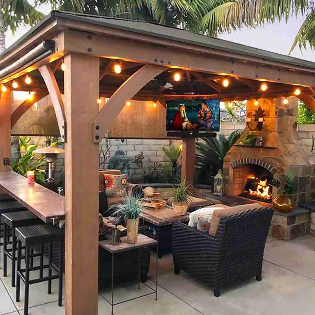 Outdoor Pergola with fireplace