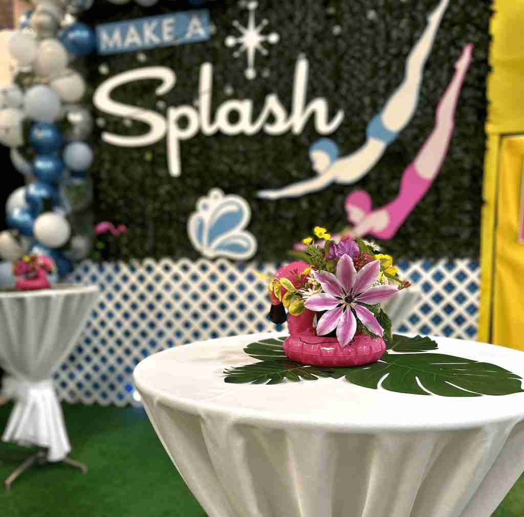 Make a splash backdrop1970s party decorations homemade70s party centerpiecesart deco partygreatest showman partybirthday parties