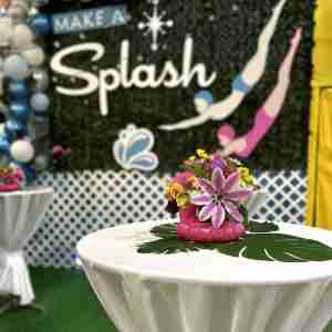 cocktail tables with splash in the backdrop