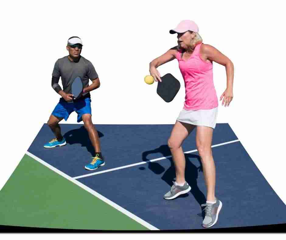 Man playing women-pickleball