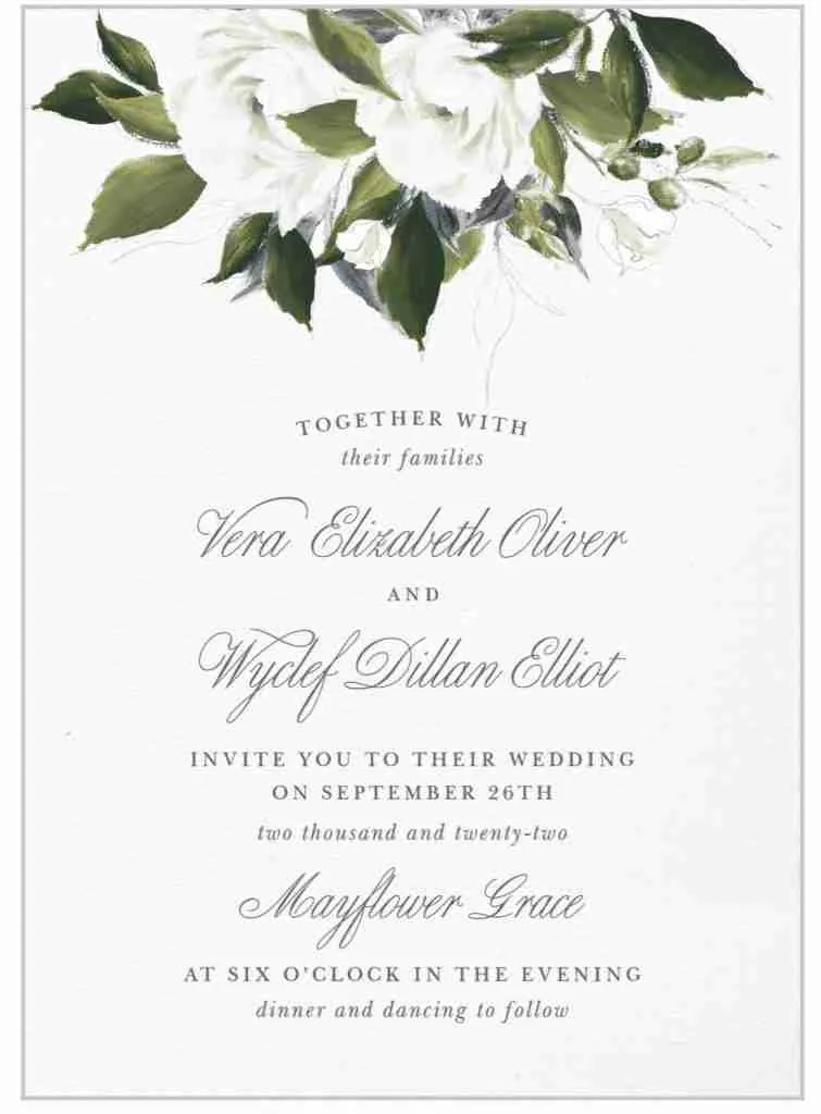 Wedding Invitation Example With flowers