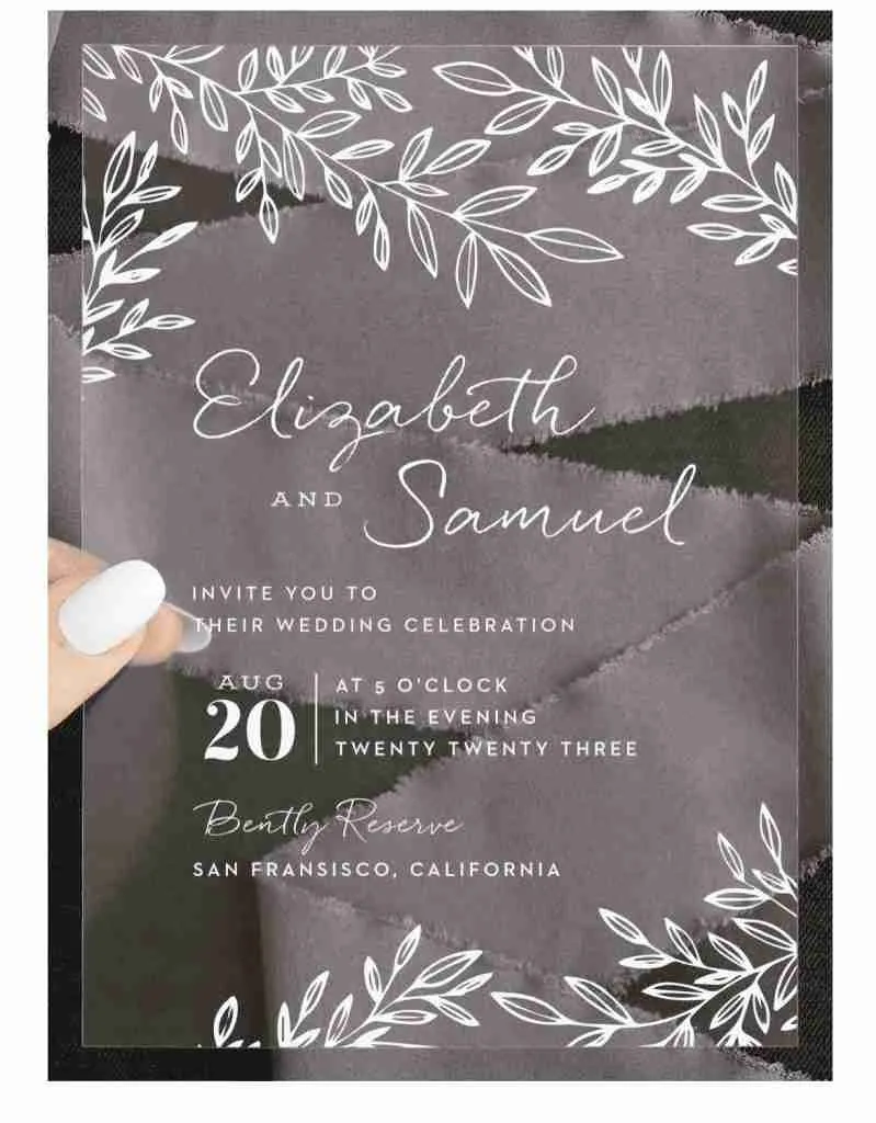 Clear Wedding Invite Printed Example