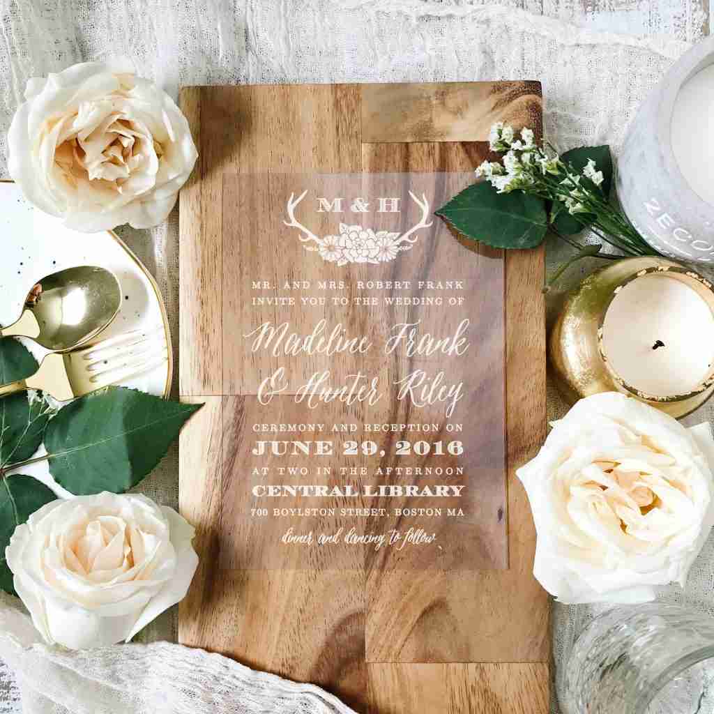 Woodgrain One Wedding Invite