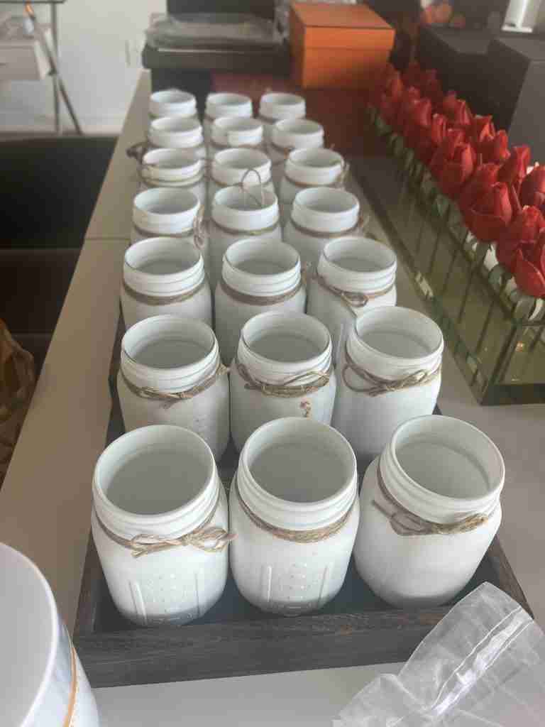 Painted mason jars- white