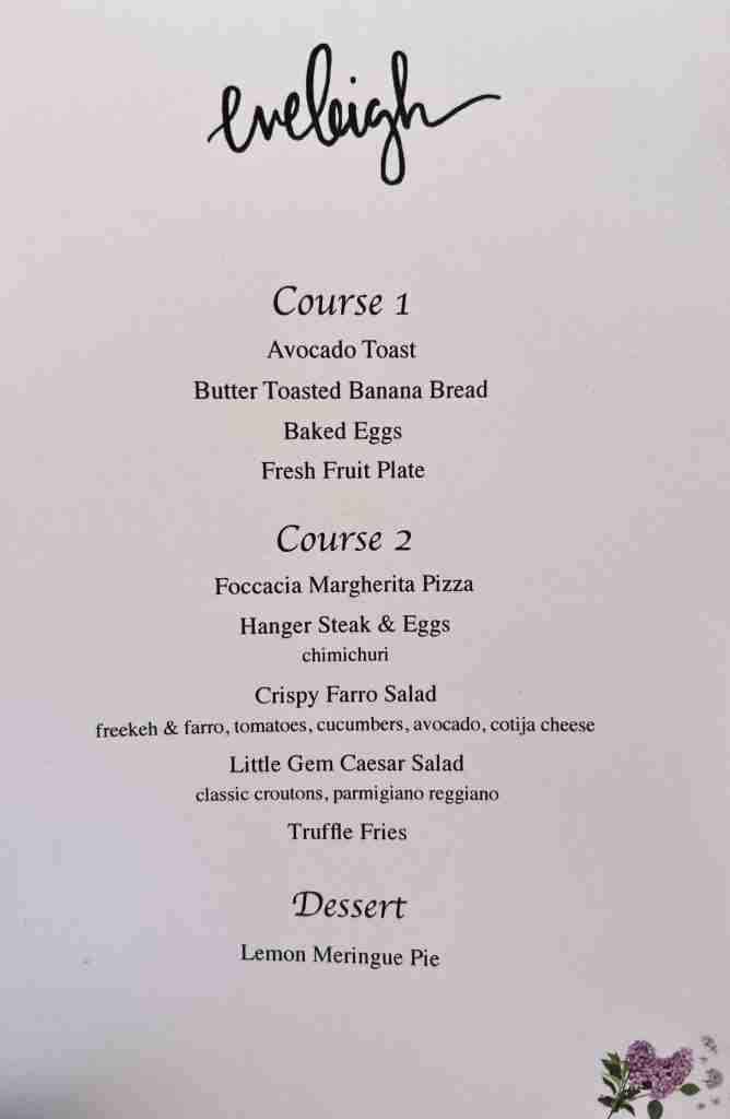 Brunch bridal shower menu