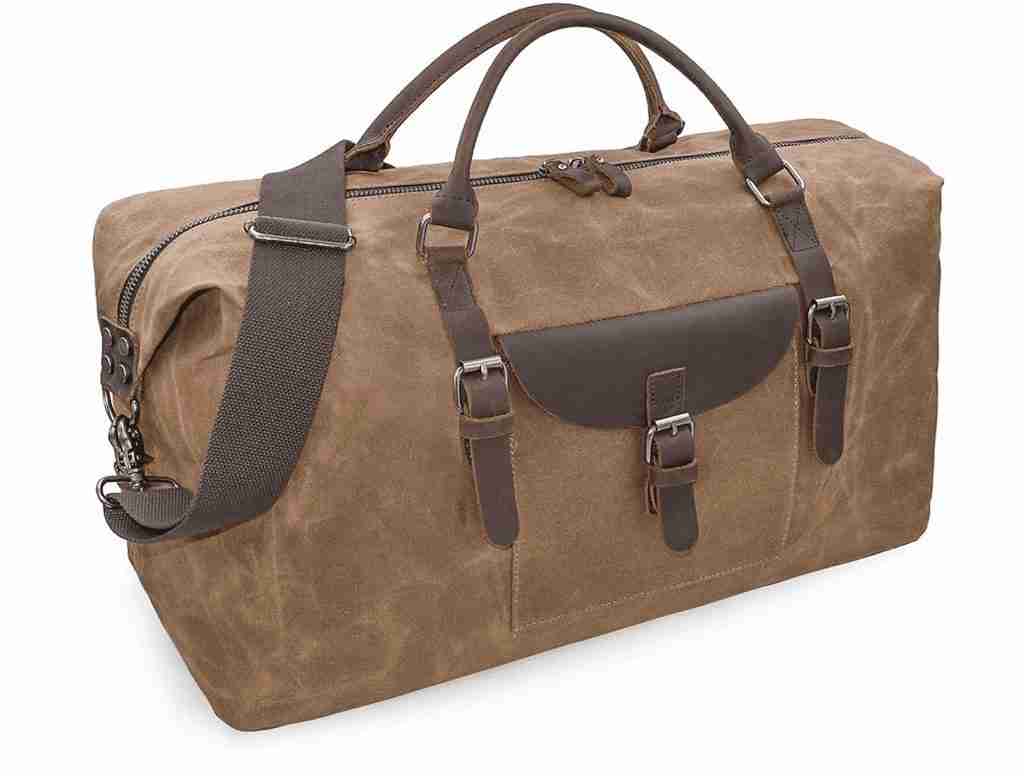 Oversized Travel Duffel Bag Waterproof Canvas Genuine Leather Weekend bag