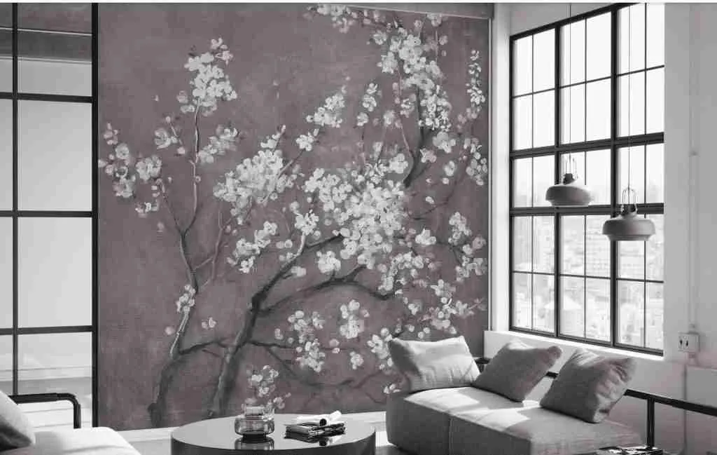 Chinoise gray and white wallpaper
