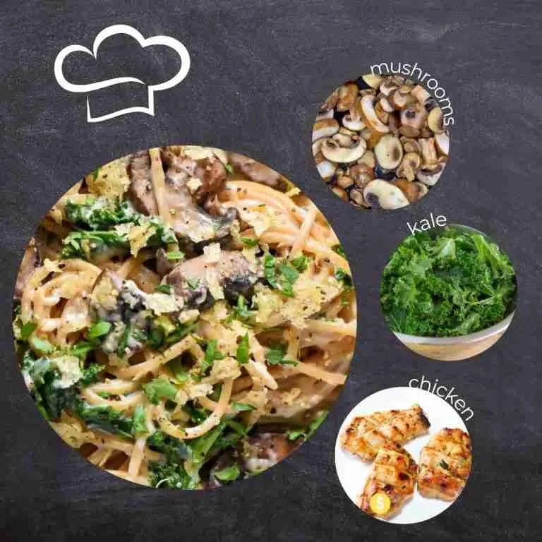 Delish Creamy Chicken Pasta with Mushrooms and Kale