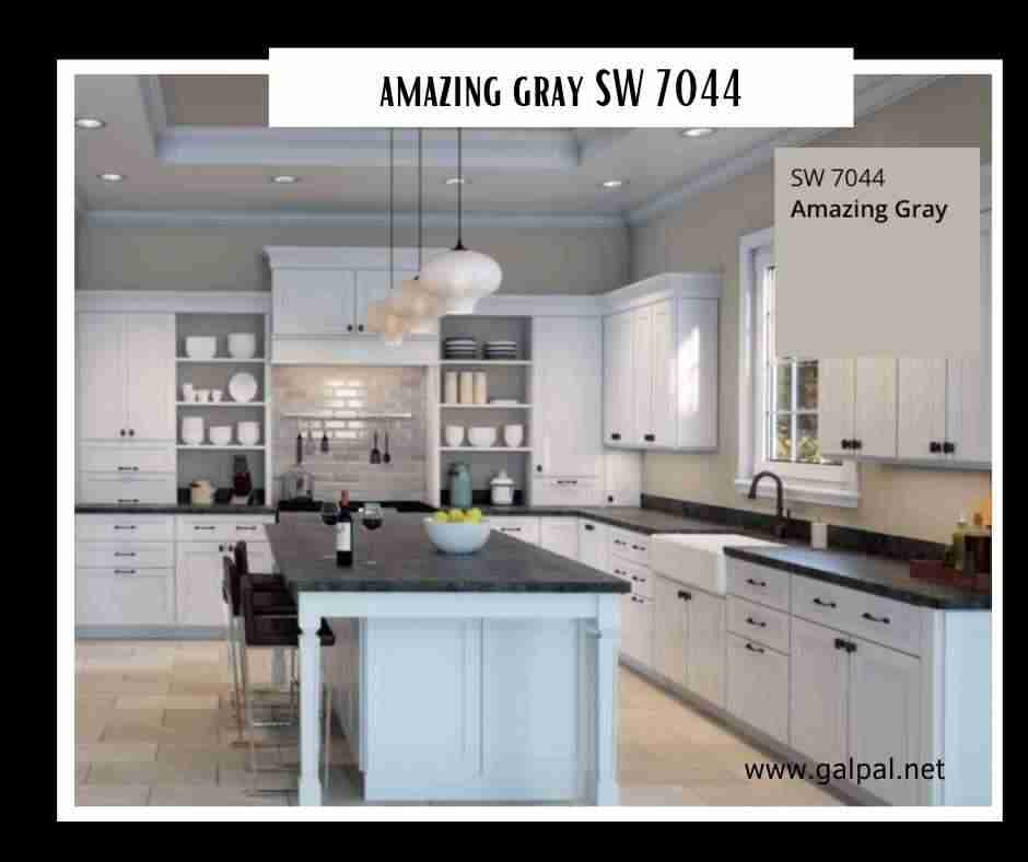 Sherwin Williams amazing gray 7044 in kitchen