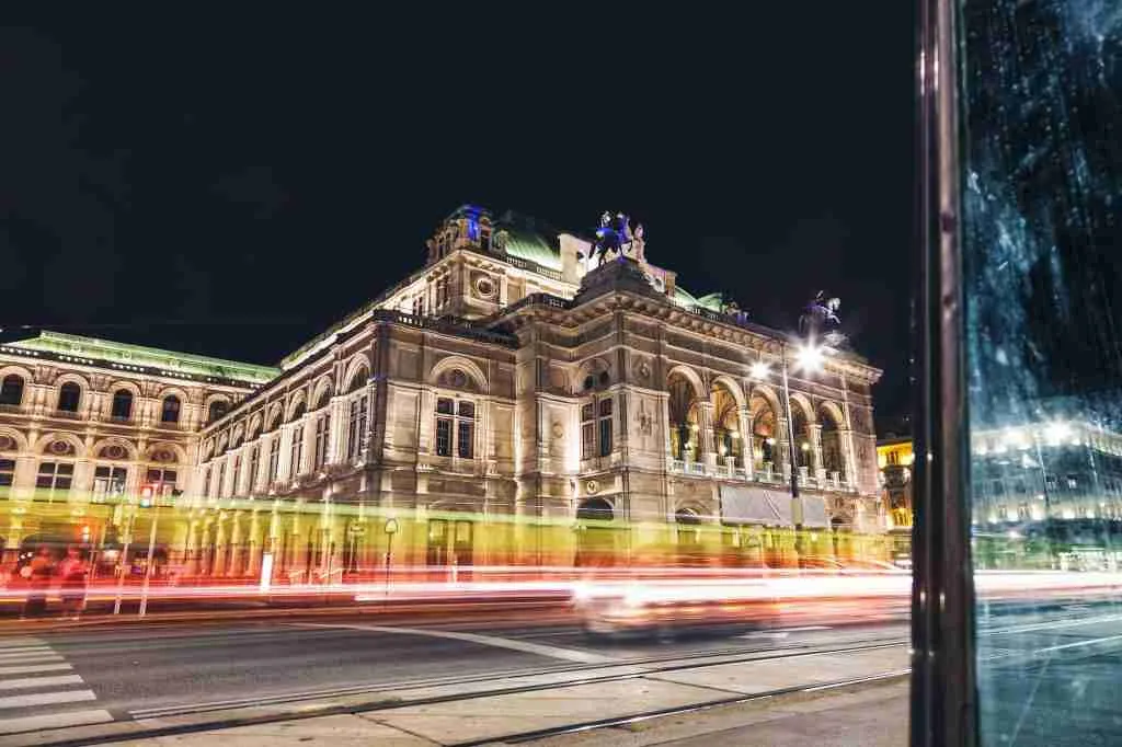 State Opera in Vienna Austria at night