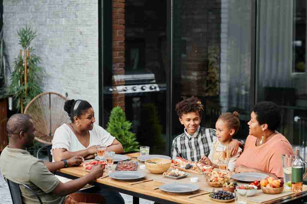 Happy Family Dining Outdoors