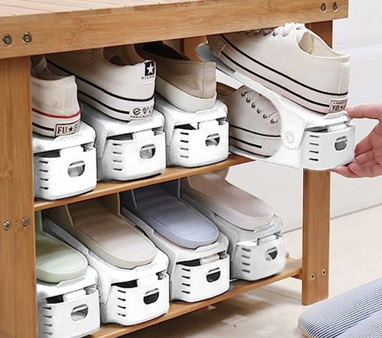 Shoe organizer that stacks shoes in closets on amazon
