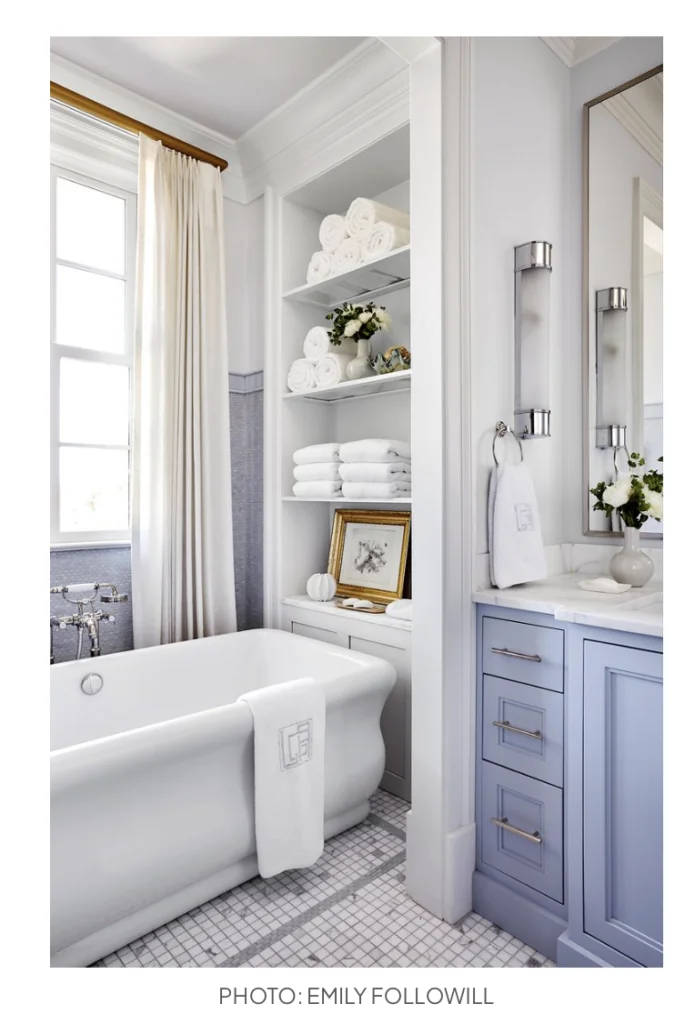bathroom curtains.. photo from Better Home and Gardens
