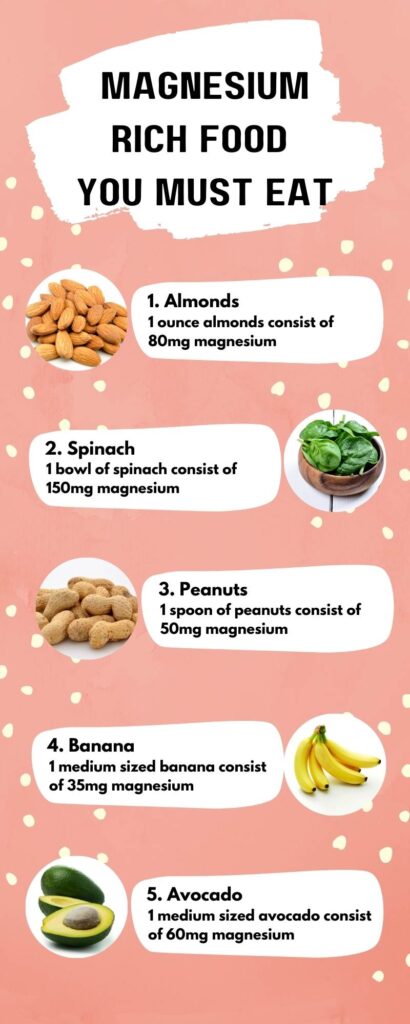 Magnesium Rich Foods to eat infographic