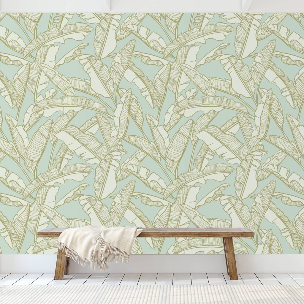 Green floral peel and stick wallpaper 