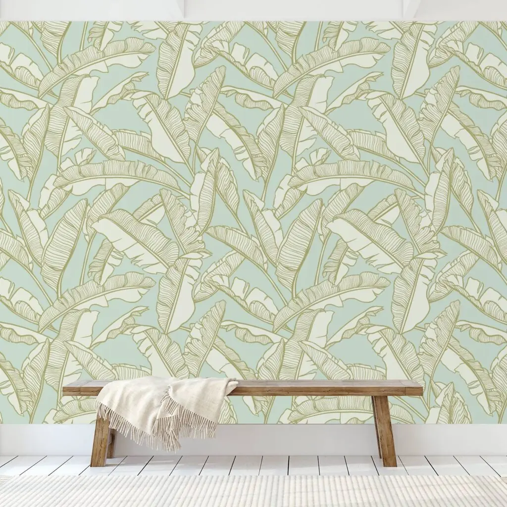 Green floral peel and stick wallpaper 