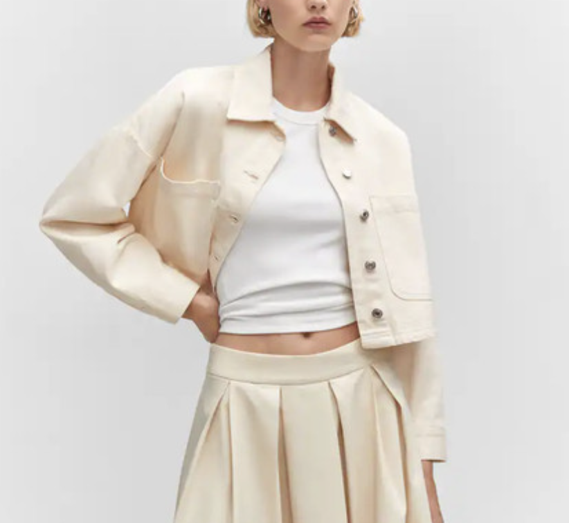 Cropped shacket in cream color