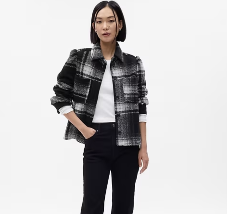 GAP plaid fitted shacket