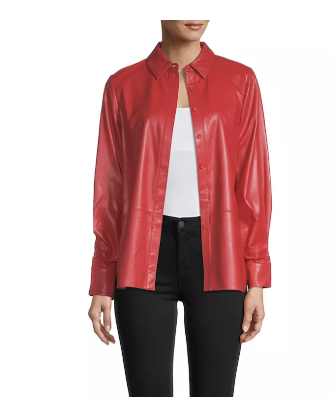 Red leather shacket 