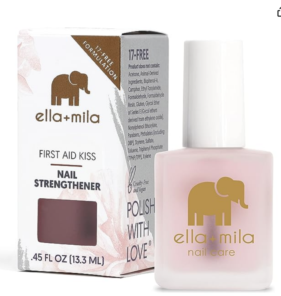 ella+mila "First Aid Kiss" Nail Strengthener - Nail Care Solution & Growth Treatment for Thin, Brittle & Damaged Nails - Nail Hardener with Vitamin E (0