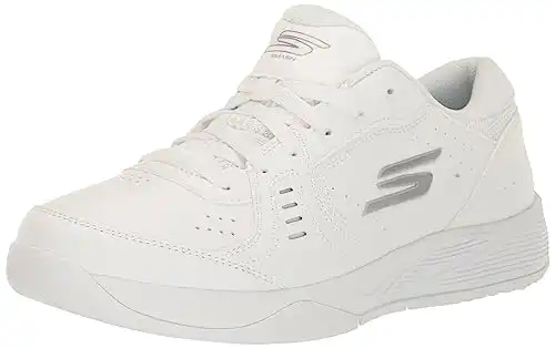 Skechers Women's Viper Court Smash-Athletic Indoor Outdoor Pickleball Shoes | Relaxed Fit Sneakers, White, 5