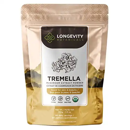 Organic Tremella Mushroom Powder - Ultra Concentrated Tremella Mushroom Supplement - Promotes Healthy Skin and Memory