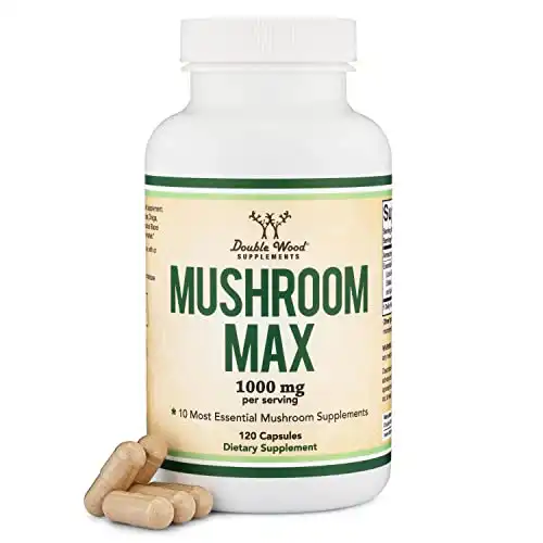 Mushroom Blend Supplement - 1,000mg Top 10 USA Grown Mushrooms (Lion's Mane, Reishi, Cordyceps, and More)