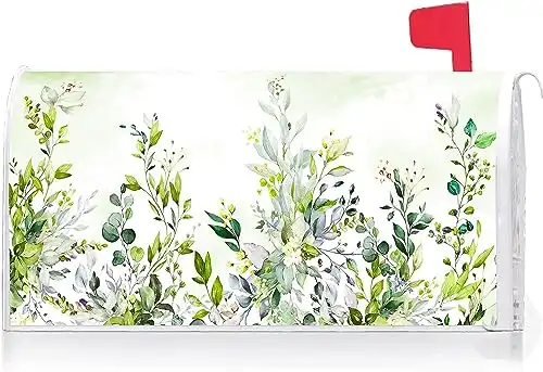Green Eucalyptus Leaves Mailbox Covers Magnetic Post Box Cover