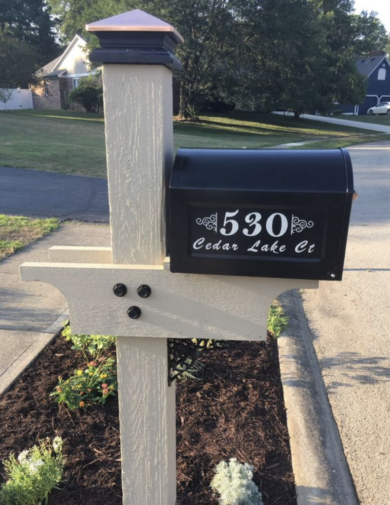 stained cedar mailbox post 