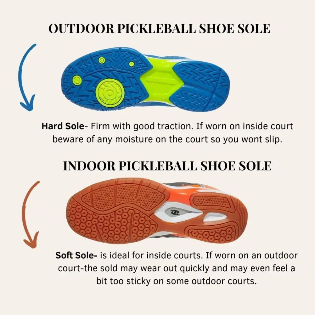 Indoor vs. outdoor pickleball shoes types of shoe soles. best pickleball sneakersoutdoor court shoeswide toe boxquality pickleball shoes