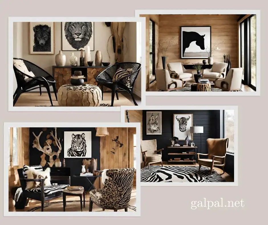 Log home with animal hides 