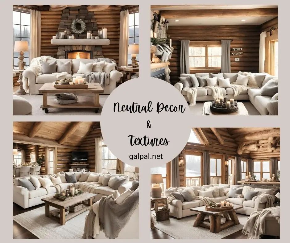 Neutral Decor and textures of log home and cabins
