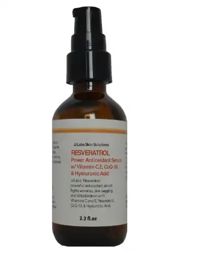 Resveratrol Antioxidant serum with Vitamins C and E, CoQ-10,Collagen, Aloe Vera, and Pure Hyaluronic Acid (2.3 fl.oz)