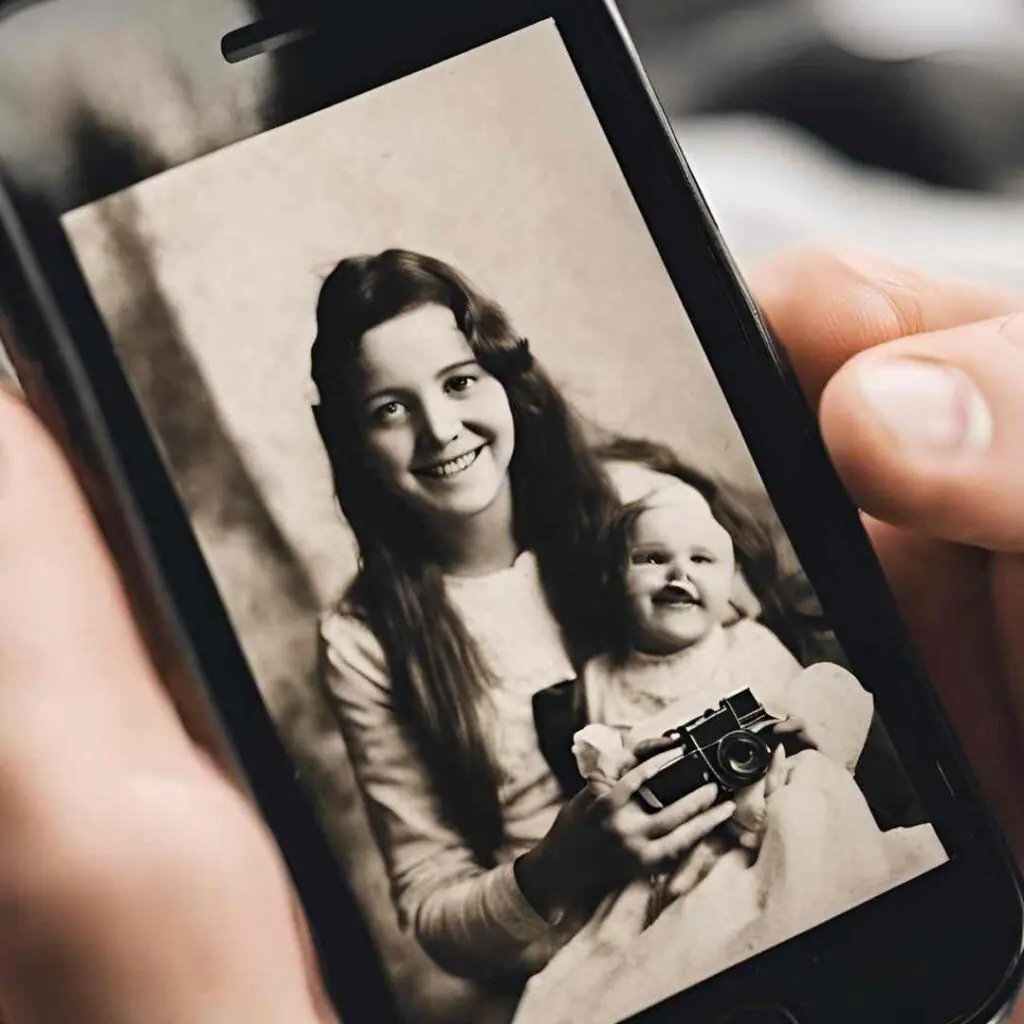 mobile photo taking a photo of an old photo