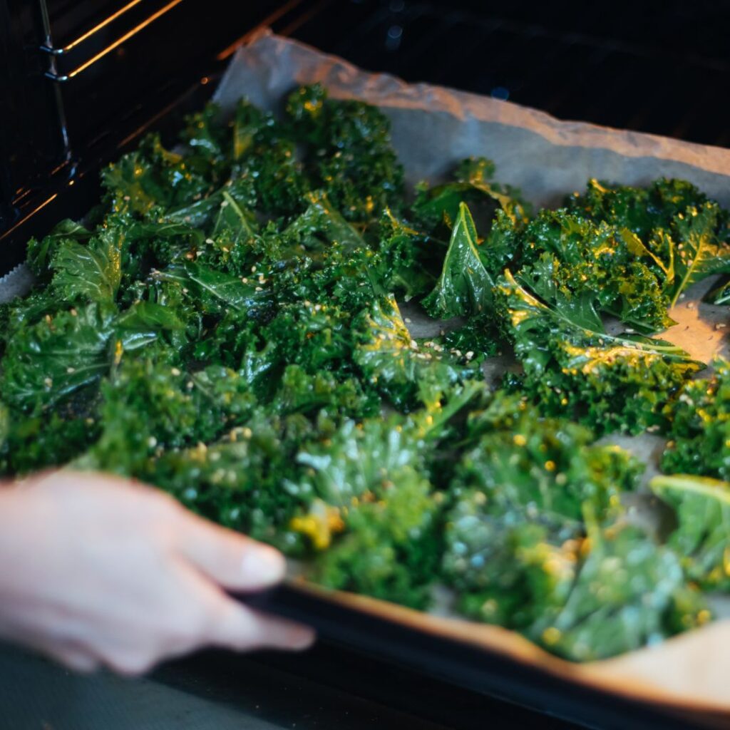 Grilling kale in the oven