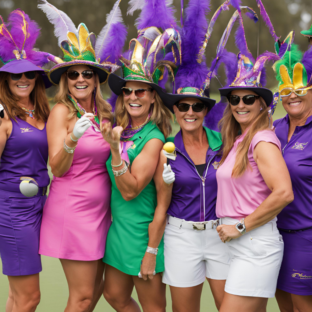 festive flair and competitive elegance with our Mardi Gras-themed golf tournament exclusively for women! 