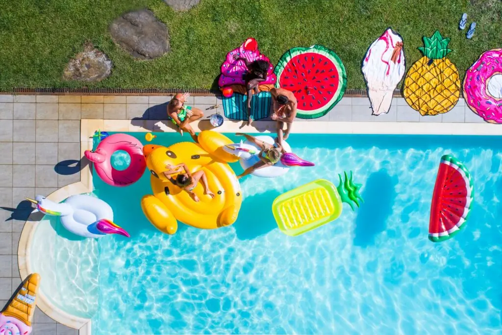 Friends having fun in a swimming pool