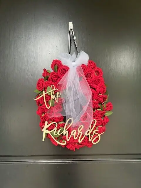 Customized DIY bridal shower door wreath 