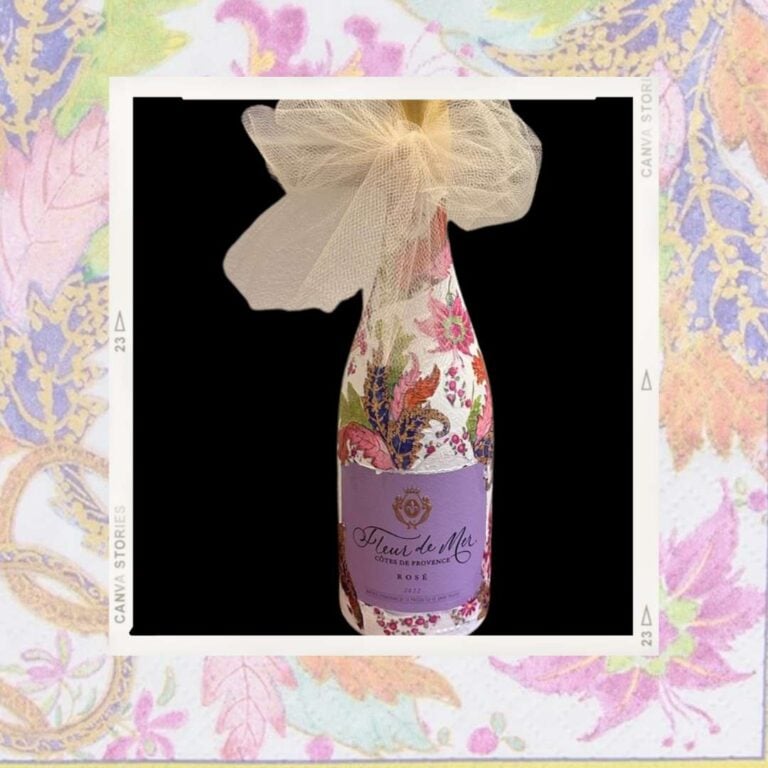 A pretty decoupaged bottle for a gift