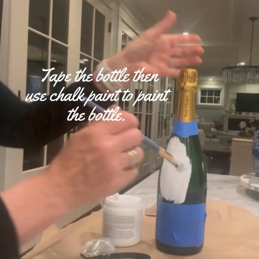 painting a champagne bottle