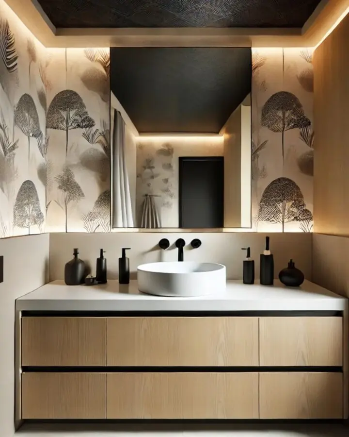 Modern kitchen with black accents