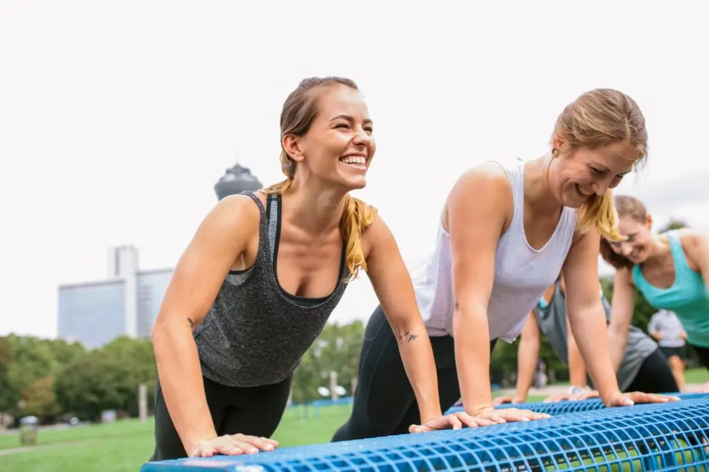 Four women having an outdoor workout